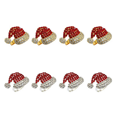 8Gb Ziemassvētku cepure, salvešu gredzeni, turētājs salvete sprādzes vakariņu galda dekors kāzu pateicības ballītei Ziemassvētku dekors HWC81