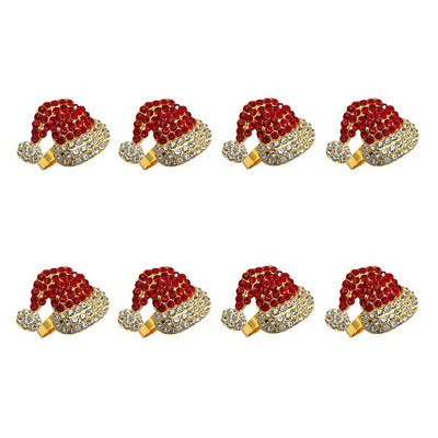 8Gb Ziemassvētku cepure, salvešu gredzeni, turētājs salvete sprādzes vakariņu galda dekors kāzu pateicības ballītei Ziemassvētku dekors HWC81