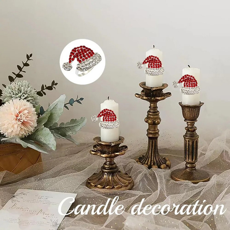 8Gb Ziemassvētku cepure, salvešu gredzeni, turētājs salvete sprādzes vakariņu galda dekors kāzu pateicības ballītei Ziemassvētku dekors HWC81