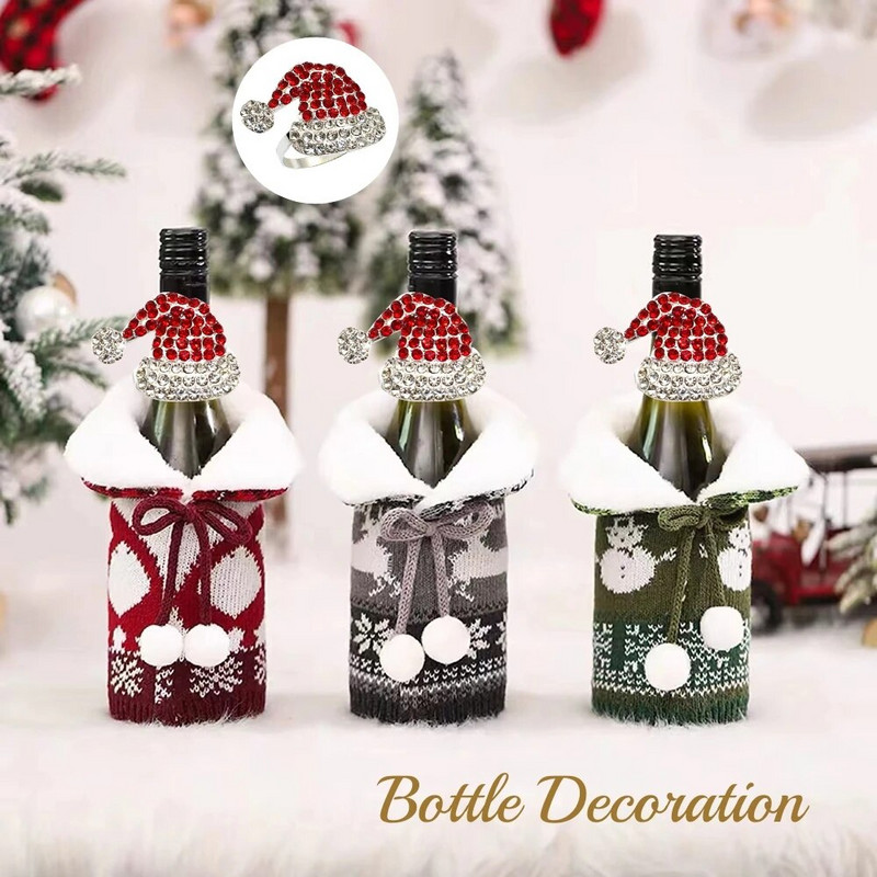 8Gb Ziemassvētku cepure, salvešu gredzeni, turētājs salvete sprādzes vakariņu galda dekors kāzu pateicības ballītei Ziemassvētku dekors HWC81