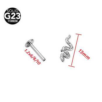 2τμχ 16GX6/8/10MM G23 Feather Titanium Body Jewelry Snake Lip Bar τρυπώντας δαχτυλίδι Labret Ear Helix Cartilage Stud G23 Titanium