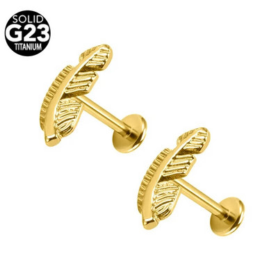 2τμχ 16GX6/8/10MM G23 Feather Titanium Body Jewelry Snake Lip Bar τρυπώντας δαχτυλίδι Labret Ear Helix Cartilage Stud G23 Titanium