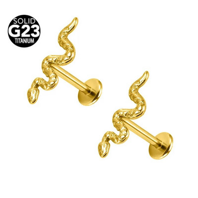 2τμχ 16GX6/8/10MM G23 Feather Titanium Body Jewelry Snake Lip Bar τρυπώντας δαχτυλίδι Labret Ear Helix Cartilage Stud G23 Titanium