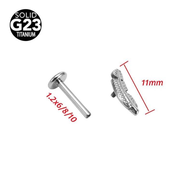 2τμχ 16GX6/8/10MM G23 Feather Titanium Body Jewelry Snake Lip Bar τρυπώντας δαχτυλίδι Labret Ear Helix Cartilage Stud G23 Titanium