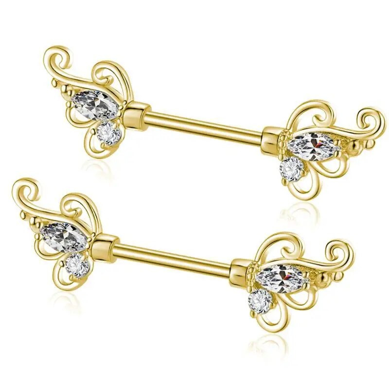 Unikāla sirds zieda forma 2Gb Punk pīrsings Ķirurģisks Tērauds Ziedu krūšu nagi Auskars Pīrsings krūšu vairogs Gredzens 14G stienis