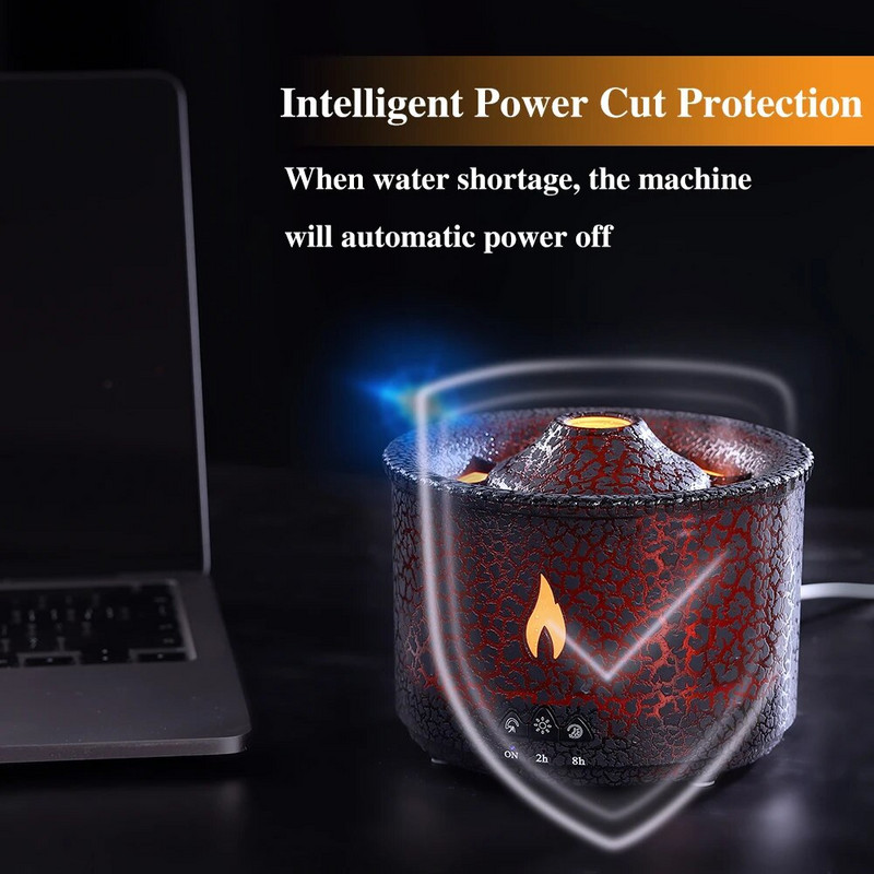 Liepsnos vulkano oro drėkintuvas Ugnies aromato difuzorius Ultragarsinis miglos gamintojas eterinio aliejaus medūzos difuzoriaus kvapas namų kambariui