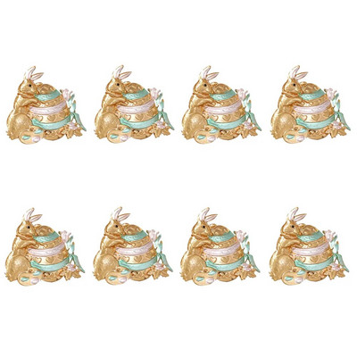 8Gb Jauni Lieldienu salvešu gredzeni Zaķa salvešu gredzeni Matēti zelta salvešu turētāju gredzeni Lieldienu pusdienu galda rotājumiem HWH179