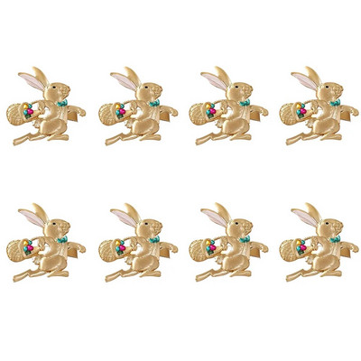 8Gb Jauni Lieldienu salvešu gredzeni Zaķa salvešu gredzeni Matēti zelta salvešu turētāju gredzeni Lieldienu pusdienu galda rotājumiem HWH179