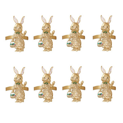 8Gb Jauni Lieldienu salvešu gredzeni Zaķa salvešu gredzeni Matēti zelta salvešu turētāju gredzeni Lieldienu pusdienu galda rotājumiem HWH179