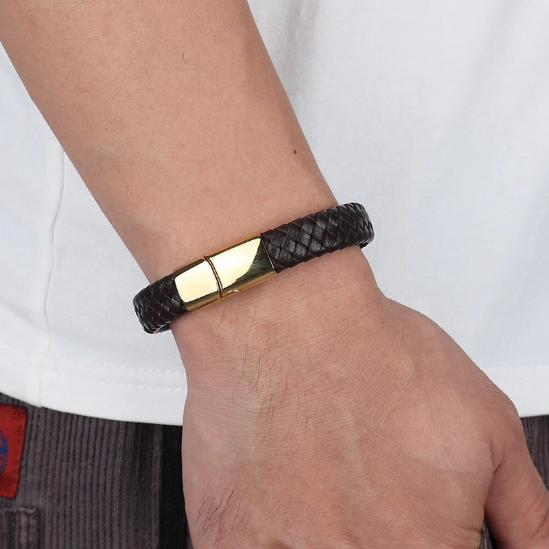 XQNI jaunas klasiskas ģeometriskas pītas vīriešu rokassprādzes 6 stili izvēlei, melna/tērauda poga Modes dizains telpiska dzimšanas dienas dāvana