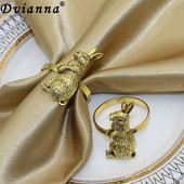 Dvianna 8Gb Lieldienu zaķa salvešu turētāji Gredzeni Pateicības dienai Halovīni Ziemassvētku Lieldienu svētku galda noformējums HWH49