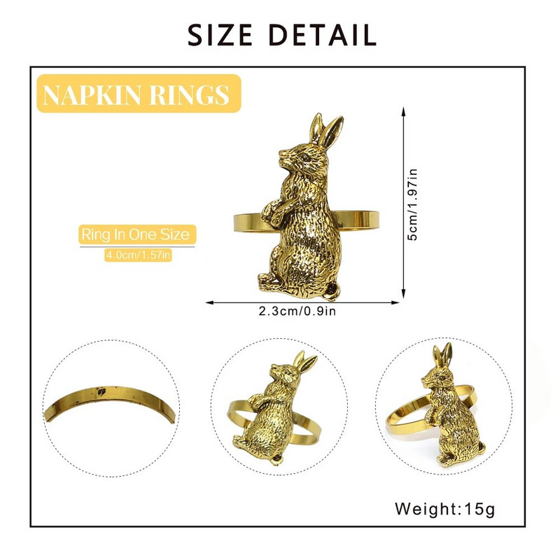 Dvianna 8Gb Lieldienu zaķa salvešu turētāji Gredzeni Pateicības dienai Halovīni Ziemassvētku Lieldienu svētku galda noformējums HWH49