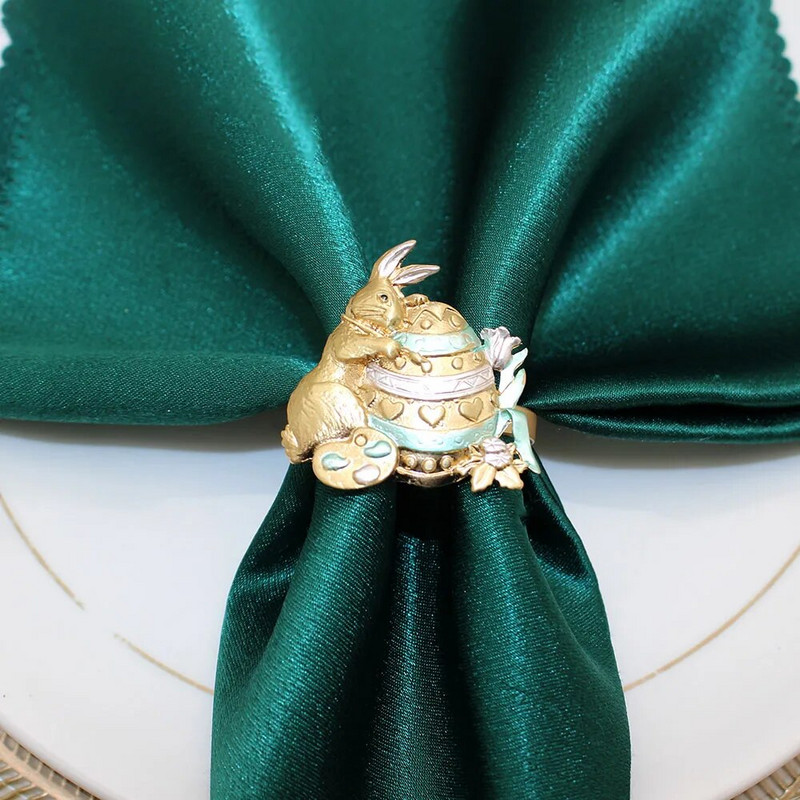 8Gb Jauki Lieldienu zaķa salvešu turētāji Gredzeni Pateicības diena Halovīni Ziemassvētki Lieldienu brīvdienu tēma Zaķa salvešu gredzens HWH180