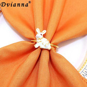 8Gb Jauni zaķu salvešu gredzeni Trušu metāla pasniegšanas salvešu turētājs pavasara Ziemassvētkiem Mājas Lieldienu galda rotājumi HWH90