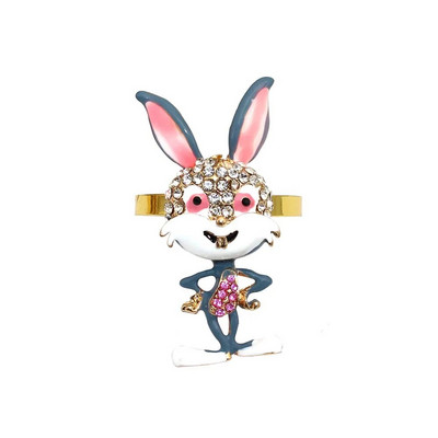 8Gb Jauni zaķu salvešu gredzeni Trušu metāla pasniegšanas salvešu turētājs pavasara Ziemassvētkiem Mājas Lieldienu galda rotājumi HWH90