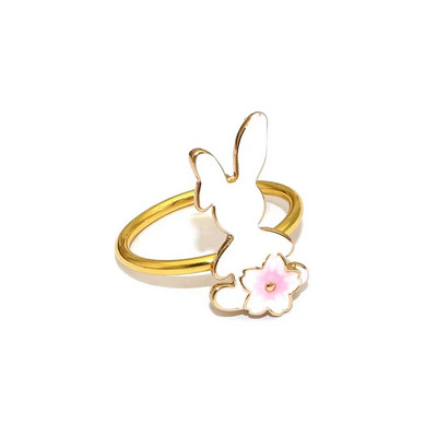 8Gb Jauni zaķu salvešu gredzeni Trušu metāla pasniegšanas salvešu turētājs pavasara Ziemassvētkiem Mājas Lieldienu galda rotājumi HWH90