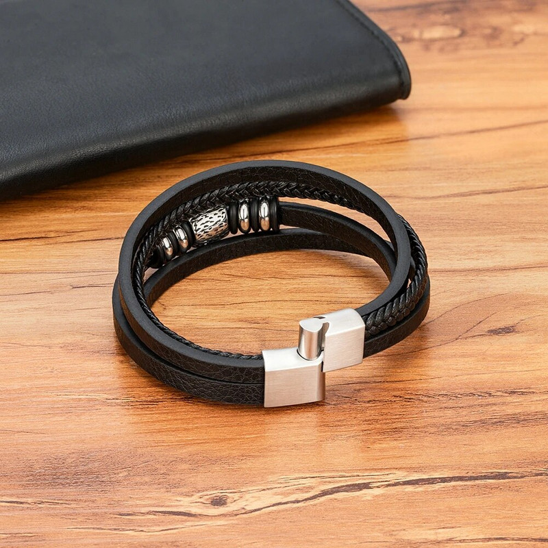 XQNI modes vīriešu rokassprādzes rokas Homme rokassprādzes austi galvaskausa rokas rotaslietas nerūsējošā tērauda magnēta aizdare Ādas aproces dāvana