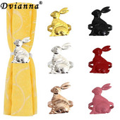 Dvianna Uskrsni zeko Držači za salvete Prstenovi Set od 8 metalnih kopči za salvete zeca Ukras za blagovaonski stol HWH35