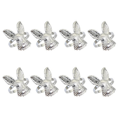 Dvianna Uskrsni zeko Držači za salvete Prstenovi Set od 8 metalnih kopči za salvete zeca Ukras za blagovaonski stol HWH35