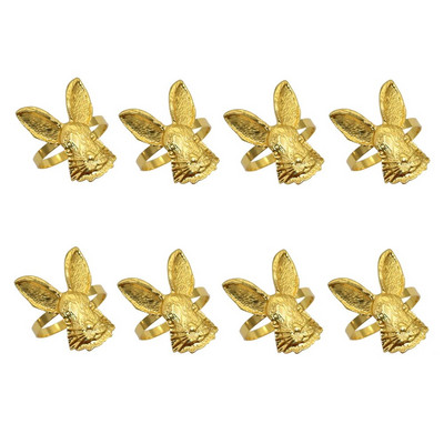 Dvianna Uskrsni zeko Držači za salvete Prstenovi Set od 8 metalnih kopči za salvete zeca Ukras za blagovaonski stol HWH35