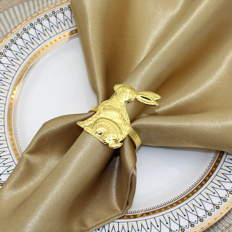 Dvianna lihavõttejänku salvrätikuhoidjad sõrmused 8-st jänesest metallist salvrätikupandlaga lihavõttepühade teemaline söögilaua kaunistus HWH35