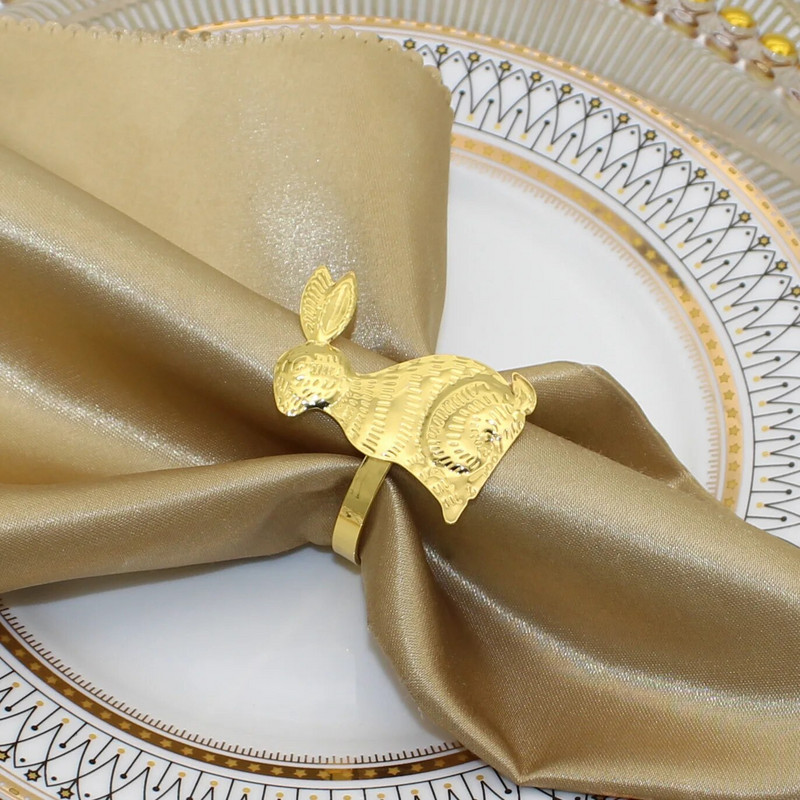 Dvianna lihavõttejänku salvrätikuhoidjad sõrmused 8-st jänesest metallist salvrätikupandlaga lihavõttepühade teemaline söögilaua kaunistus HWH35