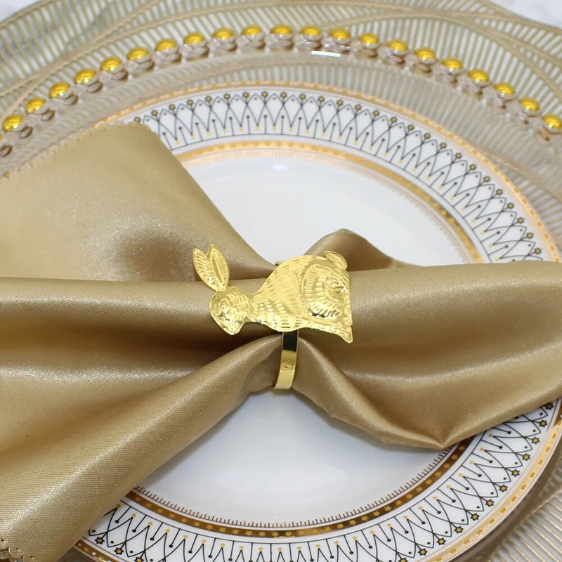 Dvianna lihavõttejänku salvrätikuhoidjad sõrmused 8-st jänesest metallist salvrätikupandlaga lihavõttepühade teemaline söögilaua kaunistus HWH35