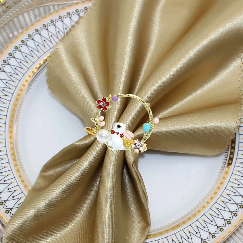 8Gb vainags Lieldienu zaķa salvešu gredzens Metāla zaķa salvešu turētāji Lieldienu ballītei banketu vakariņām Pavasara galda noformējums HWH88