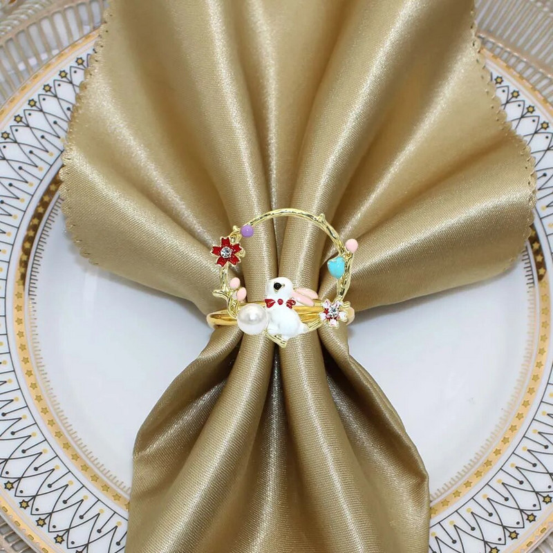 8Gb vainags Lieldienu zaķa salvešu gredzens Metāla zaķa salvešu turētāji Lieldienu ballītei banketu vakariņām Pavasara galda noformējums HWH88