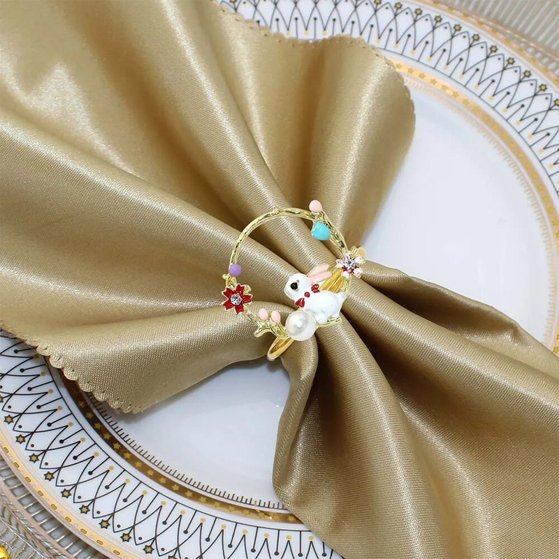 8Gb vainags Lieldienu zaķa salvešu gredzens Metāla zaķa salvešu turētāji Lieldienu ballītei banketu vakariņām Pavasara galda noformējums HWH88