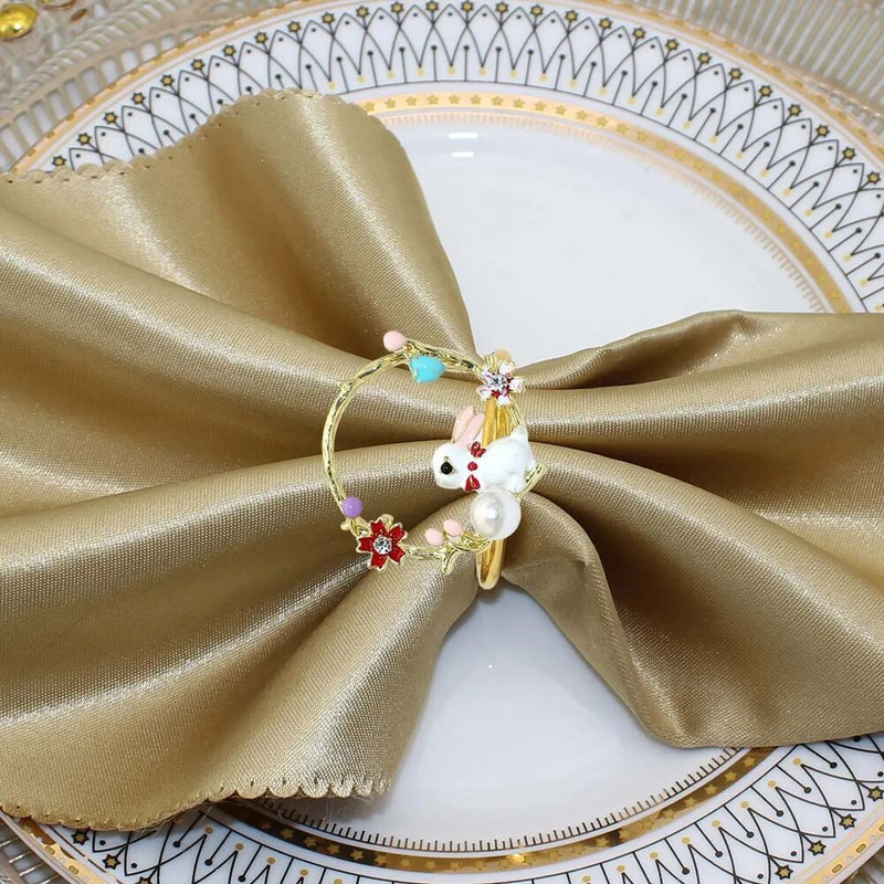 8Gb vainags Lieldienu zaķa salvešu gredzens Metāla zaķa salvešu turētāji Lieldienu ballītei banketu vakariņām Pavasara galda noformējums HWH88