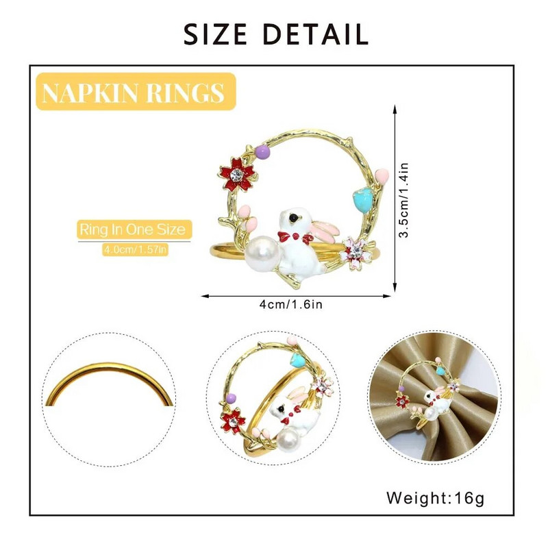 8Gb vainags Lieldienu zaķa salvešu gredzens Metāla zaķa salvešu turētāji Lieldienu ballītei banketu vakariņām Pavasara galda noformējums HWH88