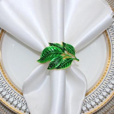 Δαχτυλίδι από χαρτοπετσέτα με φύλλα 12 τμχ. Δαχτυλίδι για χαρτοπετσέτες για την ημέρα των ευχαριστιών Ασημένιο επιτραπέζιο δαχτυλίδι για Χριστουγεννιάτικες γιορτές γάμου Διακόσμηση δείπνου HWL06