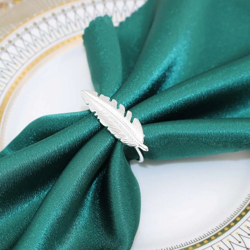 Δαχτυλίδι από χαρτοπετσέτα με φύλλα 12 τμχ. Δαχτυλίδι για χαρτοπετσέτες για την ημέρα των ευχαριστιών Ασημένιο επιτραπέζιο δαχτυλίδι για Χριστουγεννιάτικες γιορτές γάμου Διακόσμηση δείπνου HWL06