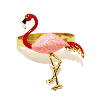 12 τμχ χρυσά μεταλλικά δαχτυλίδια χαρτοπετσέτας Flamingo θήκη χαρτοπετσέτας για γαμήλιο χριστουγεννιάτικο δείπνο Δείπνο Πανί Πετσέτα Διακόσμηση κουζίνας HWE16