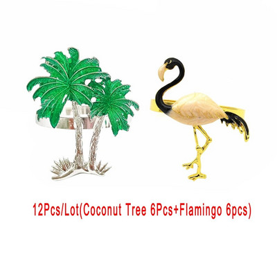 12Gb zelta metāla salvešu gredzeni Flamingo salvešu turētājs kāzu Ziemassvētku ballītei banketu vakariņām auduma dvieļu virtuves dekors HWE16