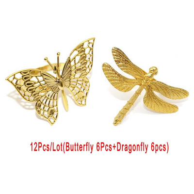 12Gb zelta metāla salvešu gredzeni Flamingo salvešu turētājs kāzu Ziemassvētku ballītei banketu vakariņām auduma dvieļu virtuves dekors HWE16