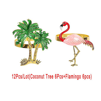 12Gb zelta metāla salvešu gredzeni Flamingo salvešu turētājs kāzu Ziemassvētku ballītei banketu vakariņām auduma dvieļu virtuves dekors HWE16