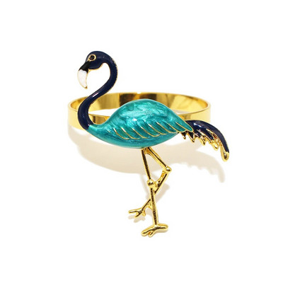12Gb zelta metāla salvešu gredzeni Flamingo salvešu turētājs kāzu Ziemassvētku ballītei banketu vakariņām auduma dvieļu virtuves dekors HWE16