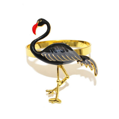 12Gb zelta metāla salvešu gredzeni Flamingo salvešu turētājs kāzu Ziemassvētku ballītei banketu vakariņām auduma dvieļu virtuves dekors HWE16