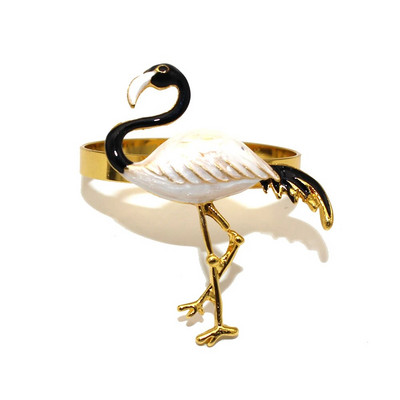 12Gb zelta metāla salvešu gredzeni Flamingo salvešu turētājs kāzu Ziemassvētku ballītei banketu vakariņām auduma dvieļu virtuves dekors HWE16