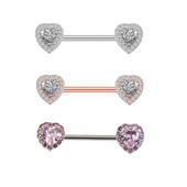Double Heart Starbeauty Surgical Steel CZ Pink Heart 14G CZ Nipple Rings Stieņi sprauslas rotaslietas ķermeņa pīrsings rotaslietas Mode