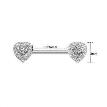 Double Heart Starbeauty Surgical Steel CZ Pink Heart 14G CZ Δαχτυλίδια θηλών Barbells θηλή κοσμήματα body piercing κοσμήματα μόδας