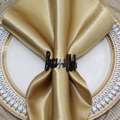 12 gab Zelta Ramadan Kareem salvešu gredzeni Ramadāna rotājumi Eid Mubarak Musulmaņu laime Ramadāna mājas ballīšu piederumi HWM253