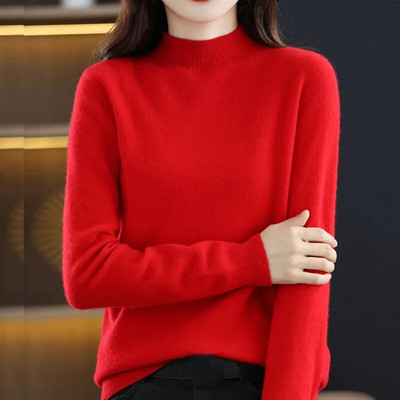 Sieviešu rudens džemperis ar garām piedurknēm, 100% merino vilnas džemperis, silts kašmira džemperis, šūti trikotāžas džemperi