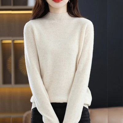 Sieviešu rudens džemperis ar garām piedurknēm, 100% merino vilnas džemperis, silts kašmira džemperis, šūti trikotāžas džemperi