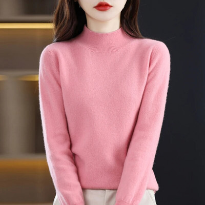 Sieviešu rudens džemperis ar garām piedurknēm, 100% merino vilnas džemperis, silts kašmira džemperis, šūti trikotāžas džemperi