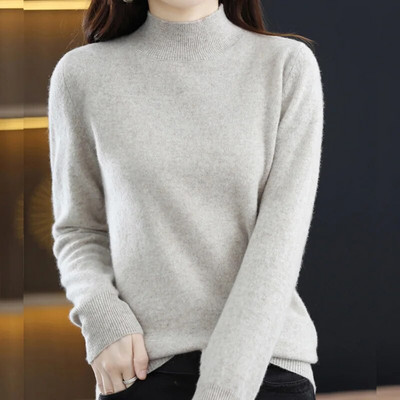 Sieviešu rudens džemperis ar garām piedurknēm, 100% merino vilnas džemperis, silts kašmira džemperis, šūti trikotāžas džemperi