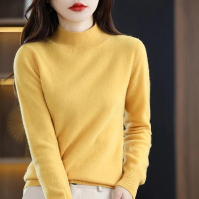 Sieviešu rudens džemperis ar garām piedurknēm, 100% merino vilnas džemperis, silts kašmira džemperis, šūti trikotāžas džemperi