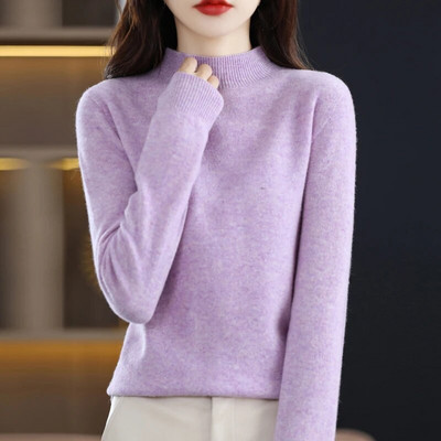 Sieviešu rudens džemperis ar garām piedurknēm, 100% merino vilnas džemperis, silts kašmira džemperis, šūti trikotāžas džemperi